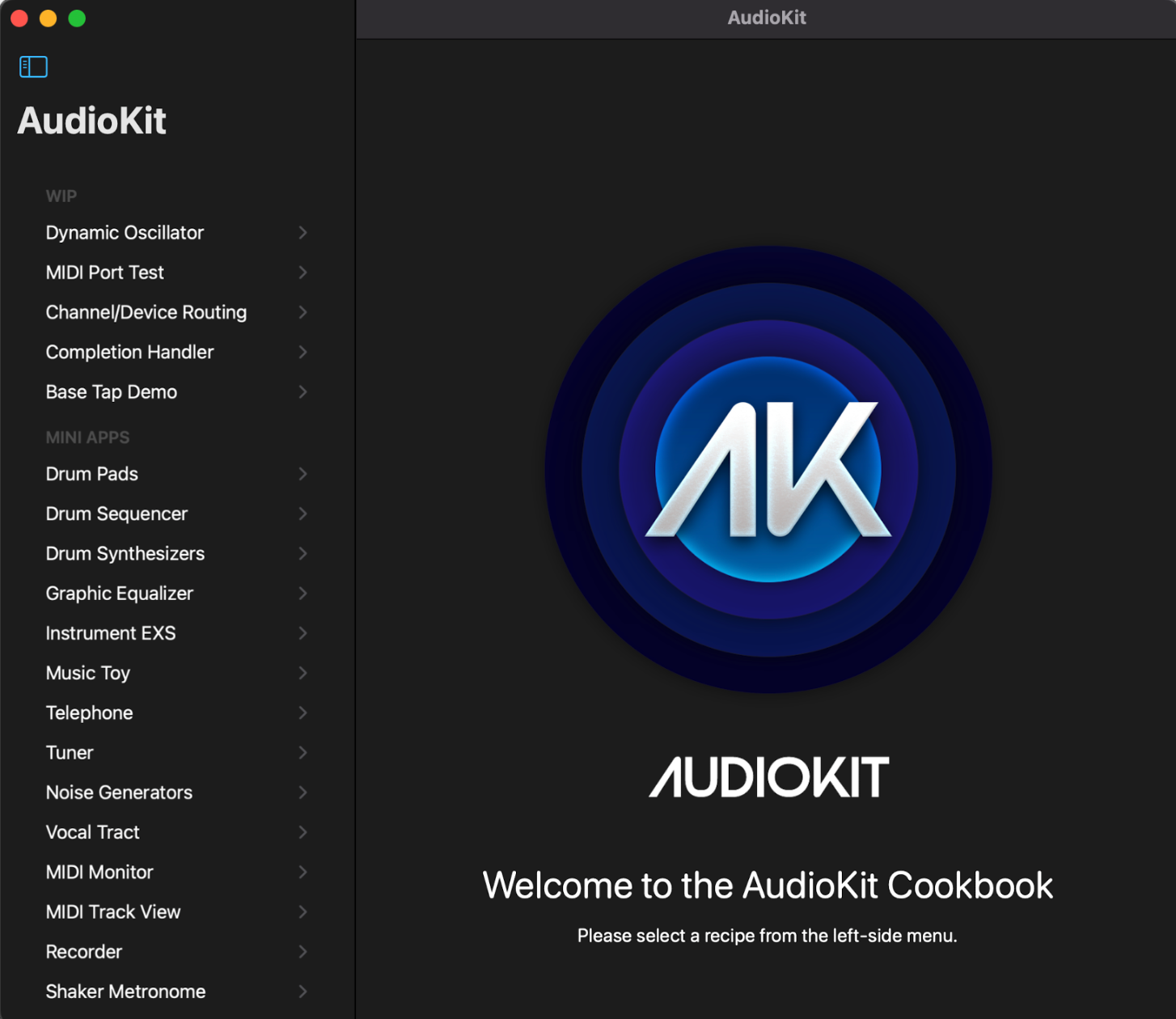 AudioKit CookBook App 스크린샷